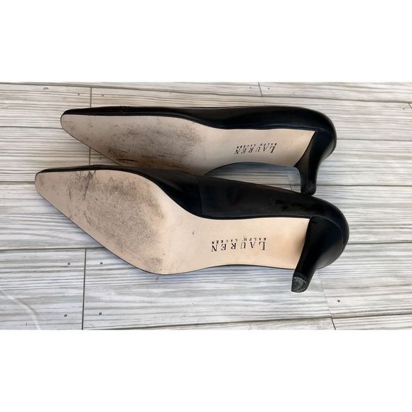 Ralph Lauren Womens Lucinda Pumps 8B Black Leather Classic - Picture 4 of 8